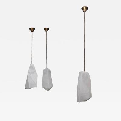 Glustin Luminaires Glustin Luminaires Creation Brass and Alabaster Asymmetrical Suspensions
