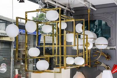  Glustin Luminaires Glustin Luminaires Creation Rectangular Chandelier with Globes