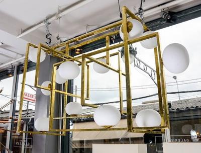  Glustin Luminaires Glustin Luminaires Creation Rectangular Chandelier with Globes