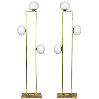  Glustin Luminaires Glustin Luminaires Creation Rectangular Floor Lamps with Globes