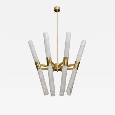  Glustin Luminaires Glustin Luminaires Creation Satin Brass and Tilted Alabaster Rods Chandelier