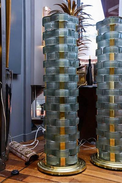  Glustin Luminaires Glustin Luminaires Creation Short Floor Lamps with Murano Ribbons