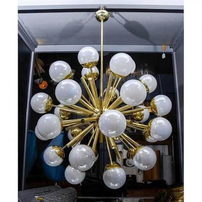  Glustin Luminaires Glustin Luminaires Sputnik Chandelier with Iridescent Globes