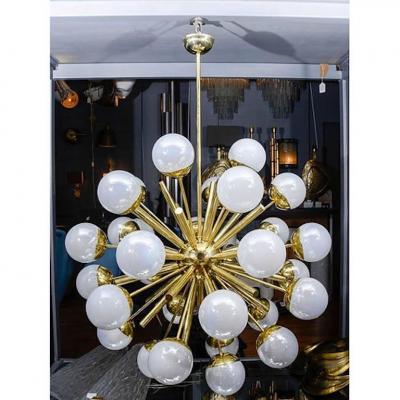  Glustin Luminaires Glustin Luminaires Sputnik Chandelier with Iridescent Globes