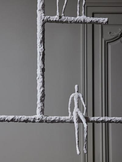  Glustin Luminaires Linear Plaster Chandelier with Characters by Glustin Luminaires
