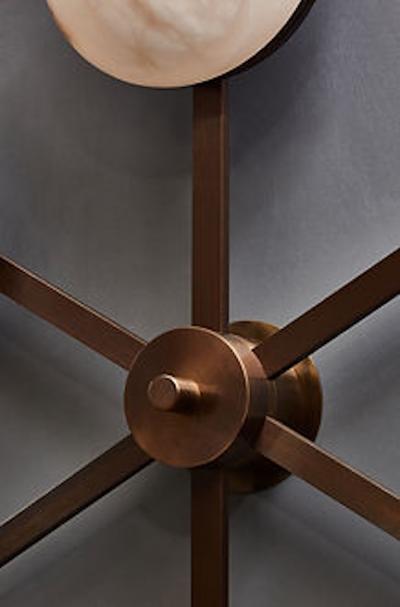  Glustin Luminaires Six Asymmetrical Arms Wall Sconce and Ceiling Lamp in Brass and Alabaster