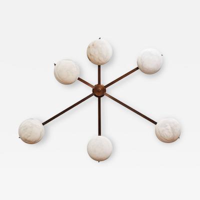 Glustin Luminaires Six Asymmetrical Arms Wall Sconce and Ceiling Lamp in Brass and Alabaster
