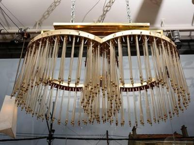  Glustin Luminaires Unique Glustin Luminaires Creation Brass and Glass Rods Chandelier