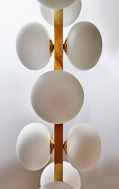  Glustin Luminaires Wide Brass Candlestick with Globes