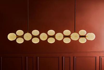  Glustin Luminaires Wide Brass Candlestick with Globes