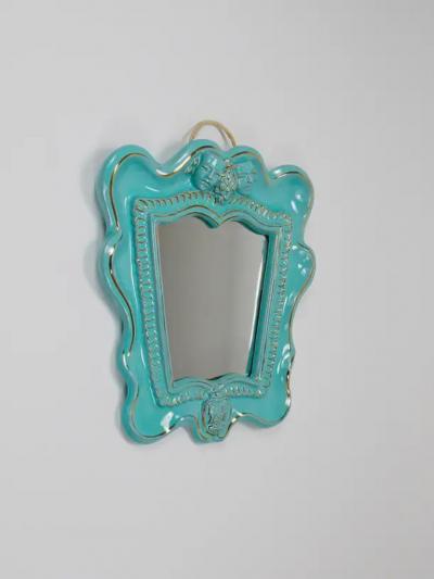  Gmundner Keramik Art Deco Theater Terracotta Wall Mirror by Gmundner Keramik Austria 1930s