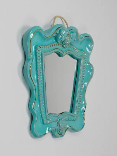  Gmundner Keramik Art Deco Theater Terracotta Wall Mirror by Gmundner Keramik Austria 1930s