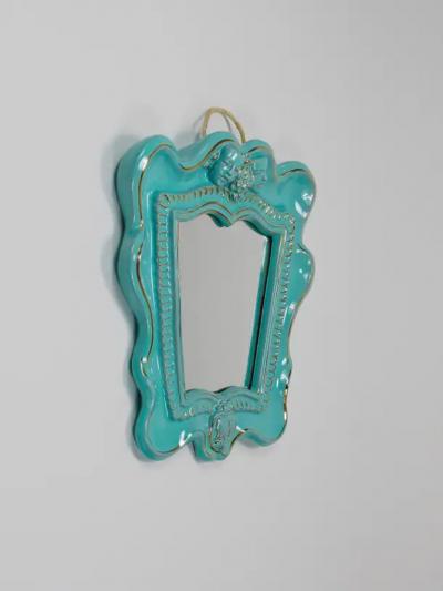  Gmundner Keramik Art Deco Theater Terracotta Wall Mirror by Gmundner Keramik Austria 1930s