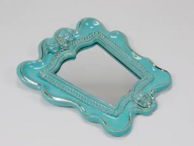  Gmundner Keramik Art Deco Theater Terracotta Wall Mirror by Gmundner Keramik Austria 1930s