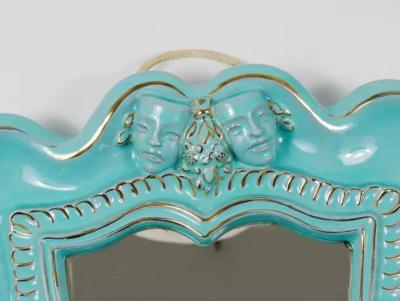  Gmundner Keramik Art Deco Theater Terracotta Wall Mirror by Gmundner Keramik Austria 1930s