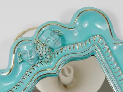  Gmundner Keramik Art Deco Theater Terracotta Wall Mirror by Gmundner Keramik Austria 1930s