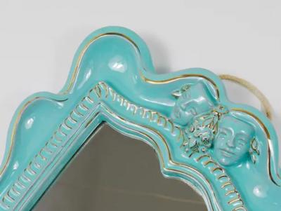  Gmundner Keramik Art Deco Theater Terracotta Wall Mirror by Gmundner Keramik Austria 1930s