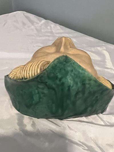  Goldscheider of Vienna ART DECO CERAMIC STYLIZED WOMAN WITH HAT MASK BY GOLDSCHEIDER