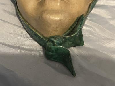  Goldscheider of Vienna ART DECO CERAMIC STYLIZED WOMAN WITH HAT MASK BY GOLDSCHEIDER