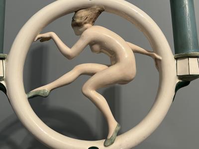  Goldscheider of Vienna ICONIC ART DECO NUDE FLAPPER CERAMIC LAMP BY GOLDSCHEIDER