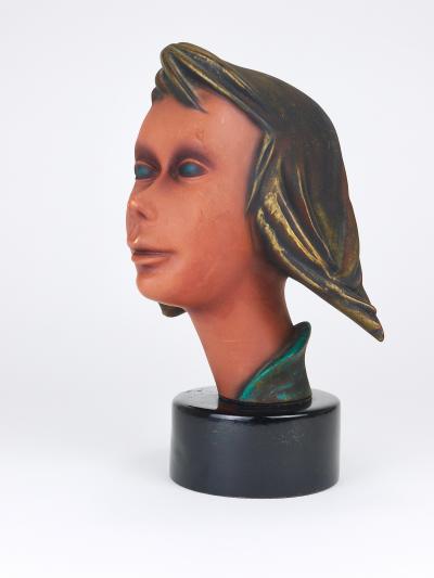  Goldscheider of Vienna Large Mid Century Female Bust Head Young Woman Terracotta Austria 1950s