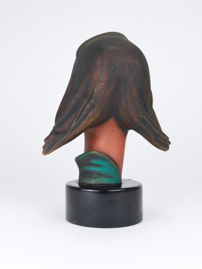  Goldscheider of Vienna Large Mid Century Female Bust Head Young Woman Terracotta Austria 1950s