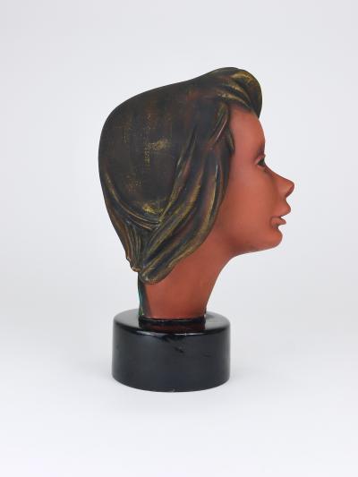  Goldscheider of Vienna Large Mid Century Female Bust Head Young Woman Terracotta Austria 1950s