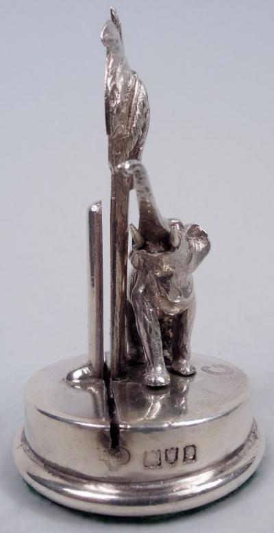  Goldsmiths and Silversmiths Company LTD Antique English Raj Era Elephant Palm Tree Place Card Holders 1913