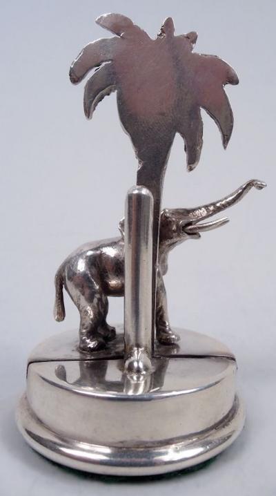  Goldsmiths and Silversmiths Company LTD Antique English Raj Era Elephant Palm Tree Place Card Holders 1913