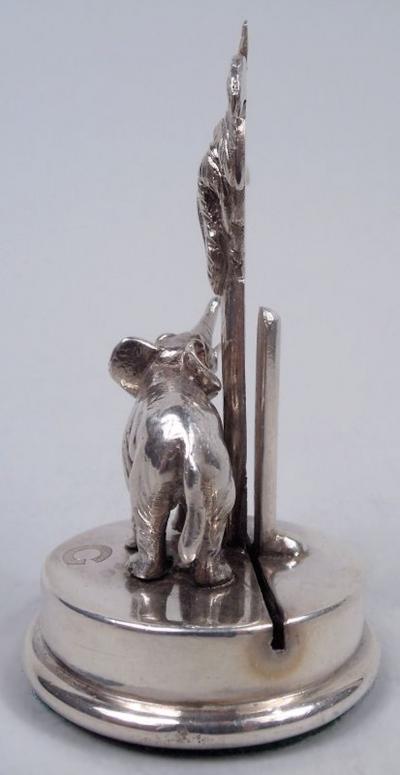  Goldsmiths and Silversmiths Company LTD Antique English Raj Era Elephant Palm Tree Place Card Holders 1913