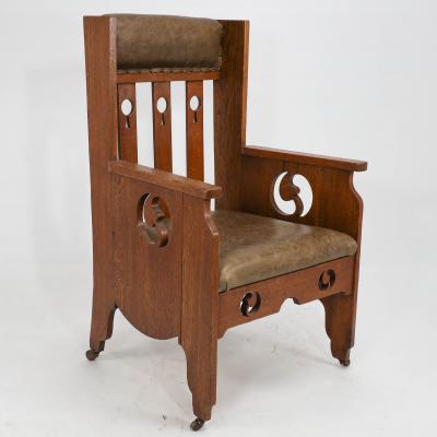  Goodyers of Regent Goodyers of Regent St An Arts Crafts Oak Armchair with Stylized Decoration