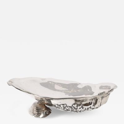  Gorham Manufacturing Co Aesthetic Movement Hand Hammered Sterling Silver Shell Form Dish by Gorham