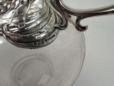  Gorham Manufacturing Co Antique Gorham Art Nouveau Sterling Silver Crystal Whiskey Decanter