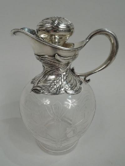  Gorham Manufacturing Co Antique Gorham Art Nouveau Sterling Silver Crystal Whiskey Decanter