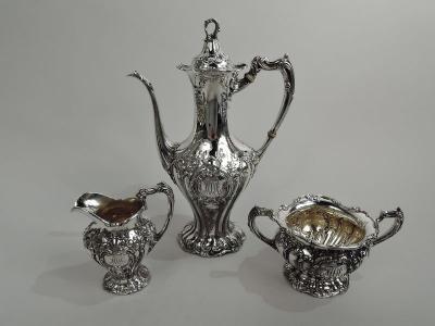  Gorham Manufacturing Co Antique Gorham Chantilly Grand Sterling Silver 3 Piece Coffee Set