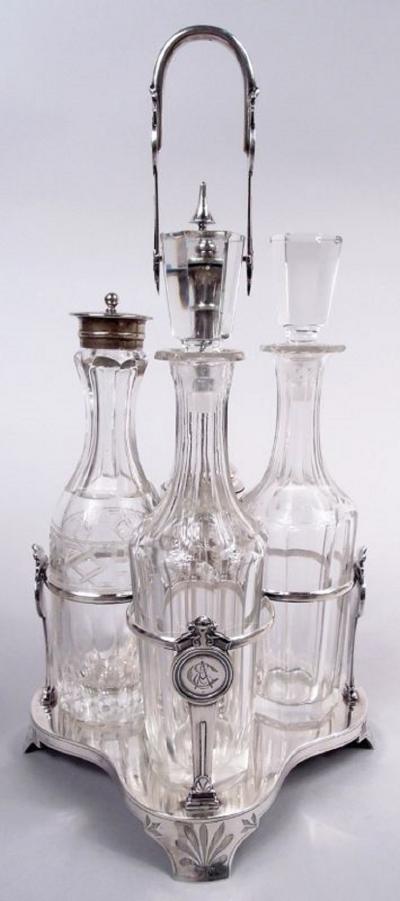  Gorham Manufacturing Co Antique Gorham Coin Silver Cruet Stand in Classical Medallion