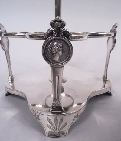  Gorham Manufacturing Co Antique Gorham Coin Silver Cruet Stand in Classical Medallion