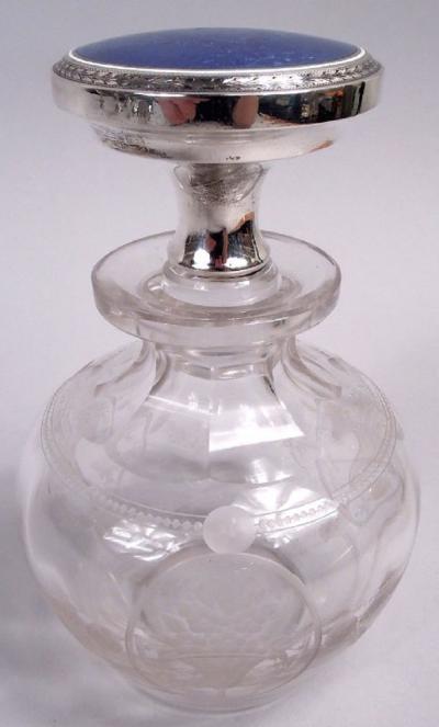  Gorham Manufacturing Co Antique Gorham Edwardian Regency Enamel Crystal Perfume Bottle