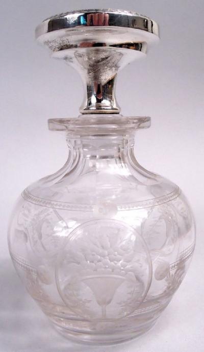  Gorham Manufacturing Co Antique Gorham Edwardian Regency Enamel Crystal Perfume Bottle