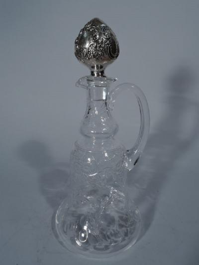  Gorham Manufacturing Co Antique Gorham Edwardian Sterling Silver Crystal Decanter