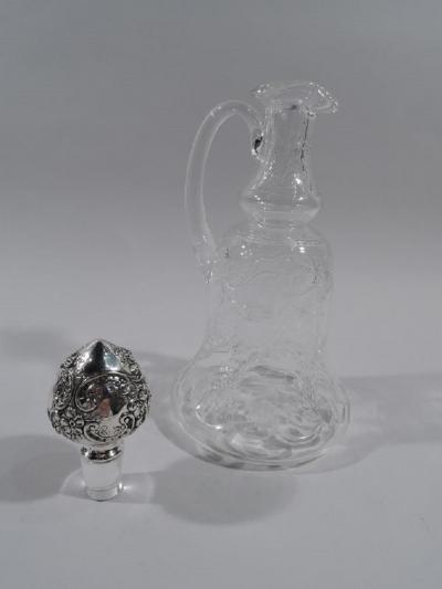  Gorham Manufacturing Co Antique Gorham Edwardian Sterling Silver Crystal Decanter