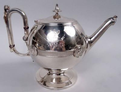 Gorham Manufacturing Co Antique Gorham Medallion Coin Silver 5 Piece Coffee Tea Set
