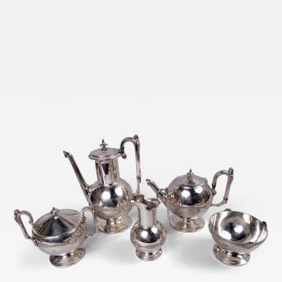  Gorham Manufacturing Co Antique Gorham Medallion Coin Silver 5 Piece Coffee Tea Set