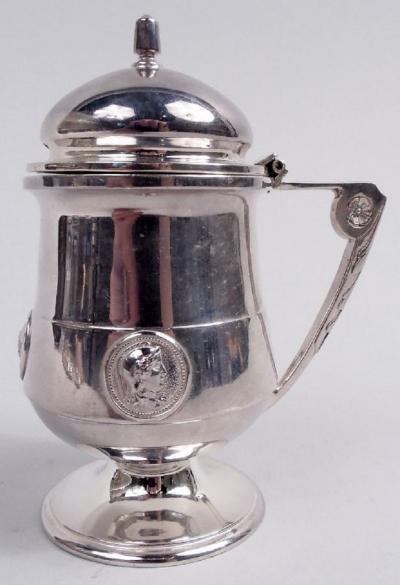  Gorham Manufacturing Co Antique Gorham Medallion Coin Silver Mustard Pot