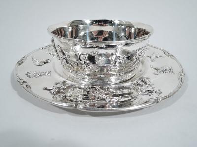  Gorham Manufacturing Co Antique Gorham Sterling Silver Baby Cereal Bowl on Plate 1911