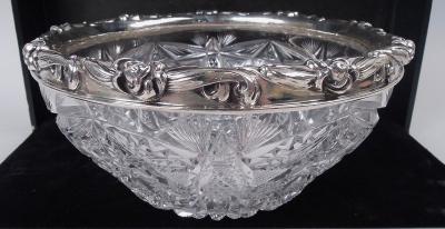  Gorham Manufacturing Co Antique Gorham Sterling Silver Brilliant Cut Glass Bowl 1903