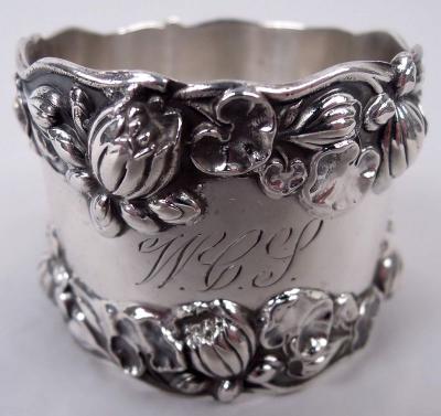  Gorham Manufacturing Co Antique Gorham Victorian Art Nouveau Sterling Silver Napkin Ring