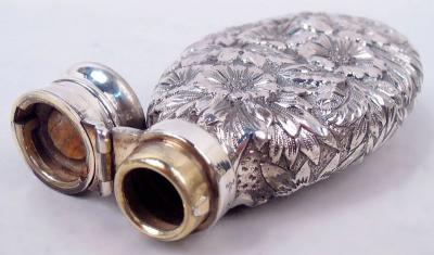  Gorham Manufacturing Co Antique Gorham Victorian Repousse Sterling Silver Flask 1890