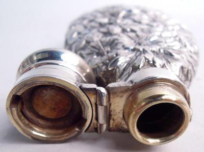  Gorham Manufacturing Co Antique Gorham Victorian Repousse Sterling Silver Flask 1890