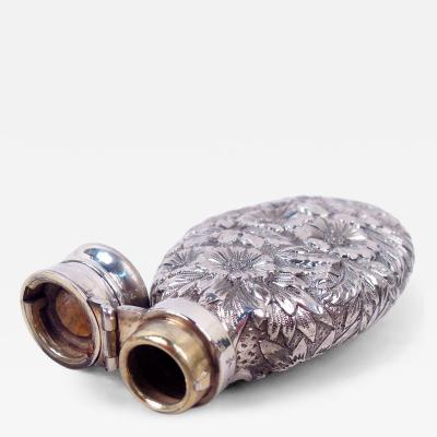  Gorham Manufacturing Co Antique Gorham Victorian Repousse Sterling Silver Flask 1890